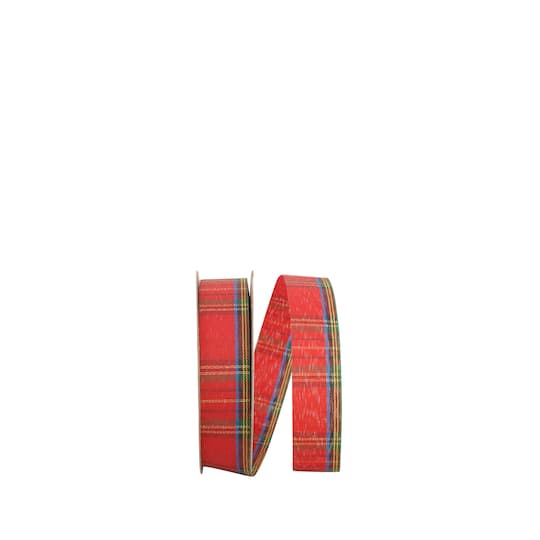 JAM Paper 7/8" x 25yd. Renee Plaid Ribbon
